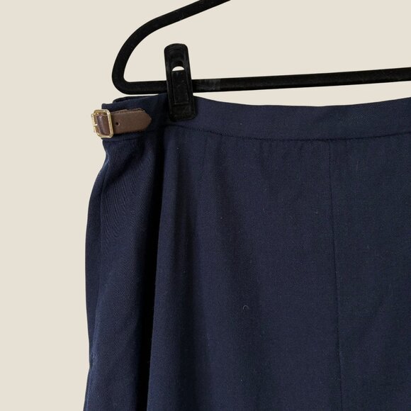 Ralph Lauren A-Line Navy Blue Vintage 77% Wool Equestrian Maxi Skirt Size 14 - Picture 8 of 12